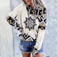 thumbnail image 4 of Women Geometric Print Sweatshirt Hooded Stitching Printed Loose Tops Blouse, 4 of 7