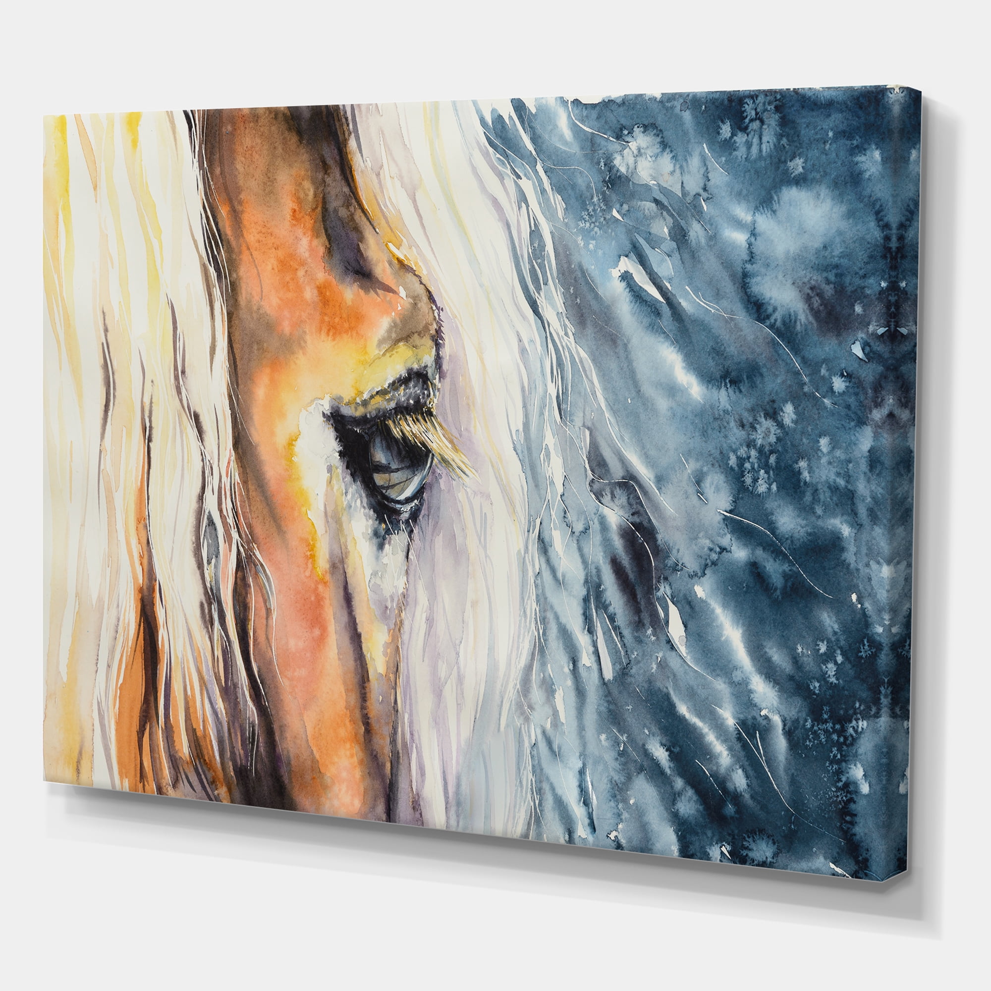 Designart ' Abstract Close-Up of A Beautiful Horses Eye II ' Farmhouse Canvas Wall Art Print