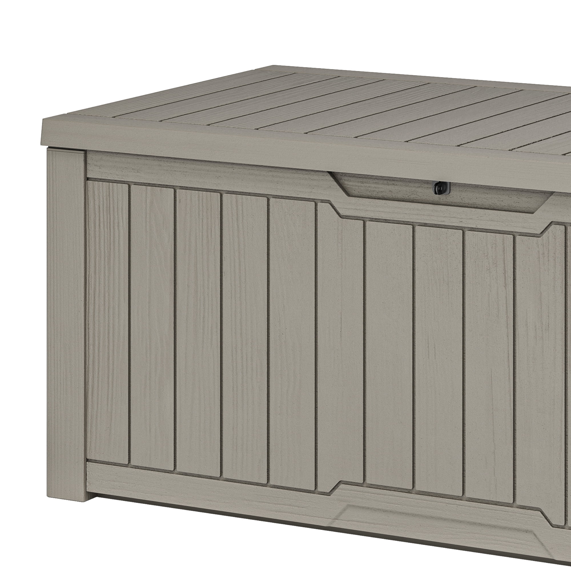 Uforic 120 Gallon Large Resin Deck Box, Lockable Outdoor Storage Boxes ,Waterproof, Light Brown