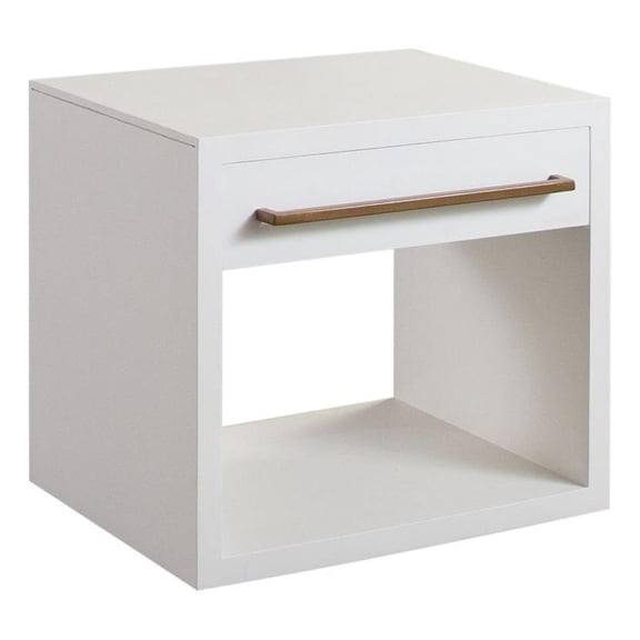 Benjara Ceny Side End Table- 1 Drawer- 26" White Solid Mango Wood