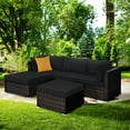 thumbnail image 1 of Gymax 5PCS Rattan Patio Conversation Set Outdoor Furniture Set w/ Black Cushions, 1 of 10