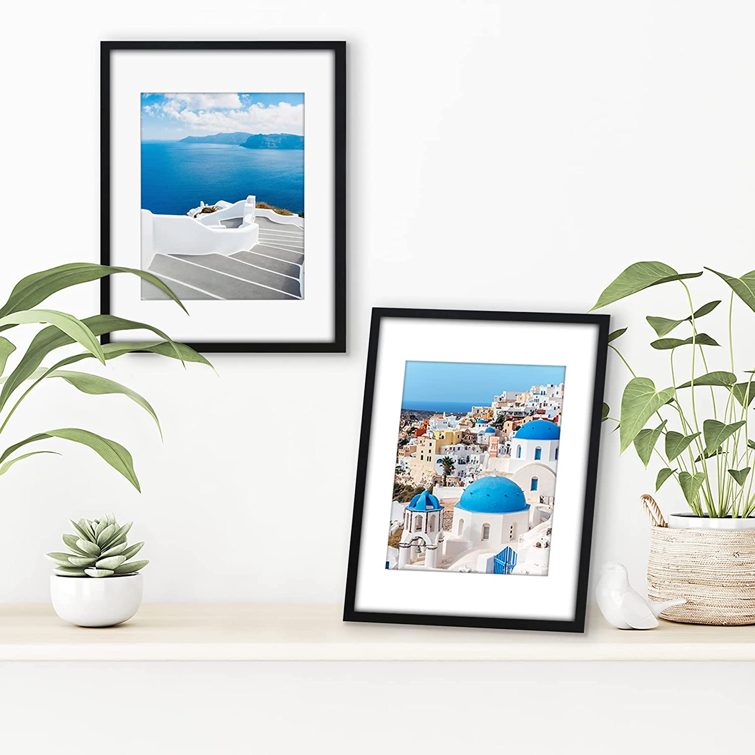 Americanflat 11x14 Picture Frame in Black - Displays 8x10 With Mat and 11x14 Without Mat - Horizontal and Vertical Formats for Wall and Tabletop (2 Pack)