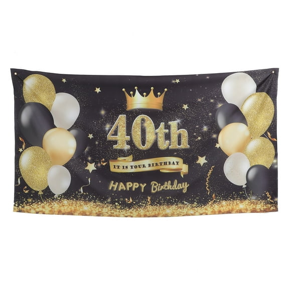 40th Birthday Banner Wall Hanging Background Banner Happy Birthday Backdrop Decor