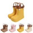 thumbnail image 3 of XIMIN Kids Boys Girls Short Ankle Rain Boots with Easy-On Handles Easy-on Lightweight Waterproof Plain Rubber Rainboots Outdoor Portable Shoes, 3 of 6