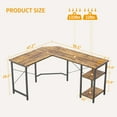 thumbnail image 7 of DESINO 59.1 Inch L Shaped Computer Desk, Gaming Table with adjustable Shelves, Home Office Desk for Writing Gaming Study Reversible, Rustic Brown, 7 of 7