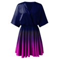 thumbnail image 4 of Casual Summer Dresses for Women Wrap V Neck Pleated Swing Short Dress Short Sleeve Loose Flowy A Line Sundress, 4 of 5