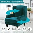 thumbnail image 6 of Wing Chair Slipcover Velvet Covers 2 Pieces Arm Chair Furniture Sofa SlipCovers for Living Room Bedroom (Emerald Green), 6 of 10