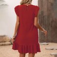 thumbnail image 5 of Xunlbb Womens Summer Dresses Women Fashion Summer Solid Color Ruffled Flying Sleeves Round Neck Sleeveless Dress Beach Dress Size S-XL, 5 of 8