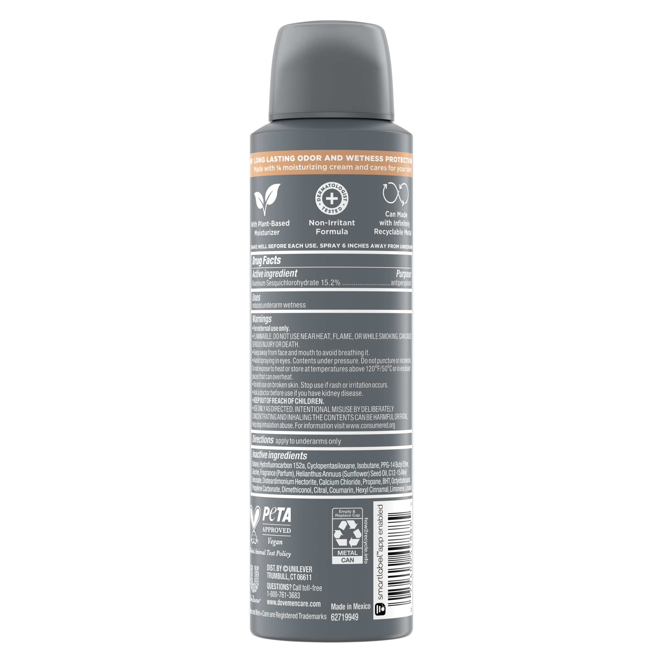 Dove Men+Care Dry Spray Antiperspirant Deodorant for Men Cedarwood + Tonka, 3.8 oz