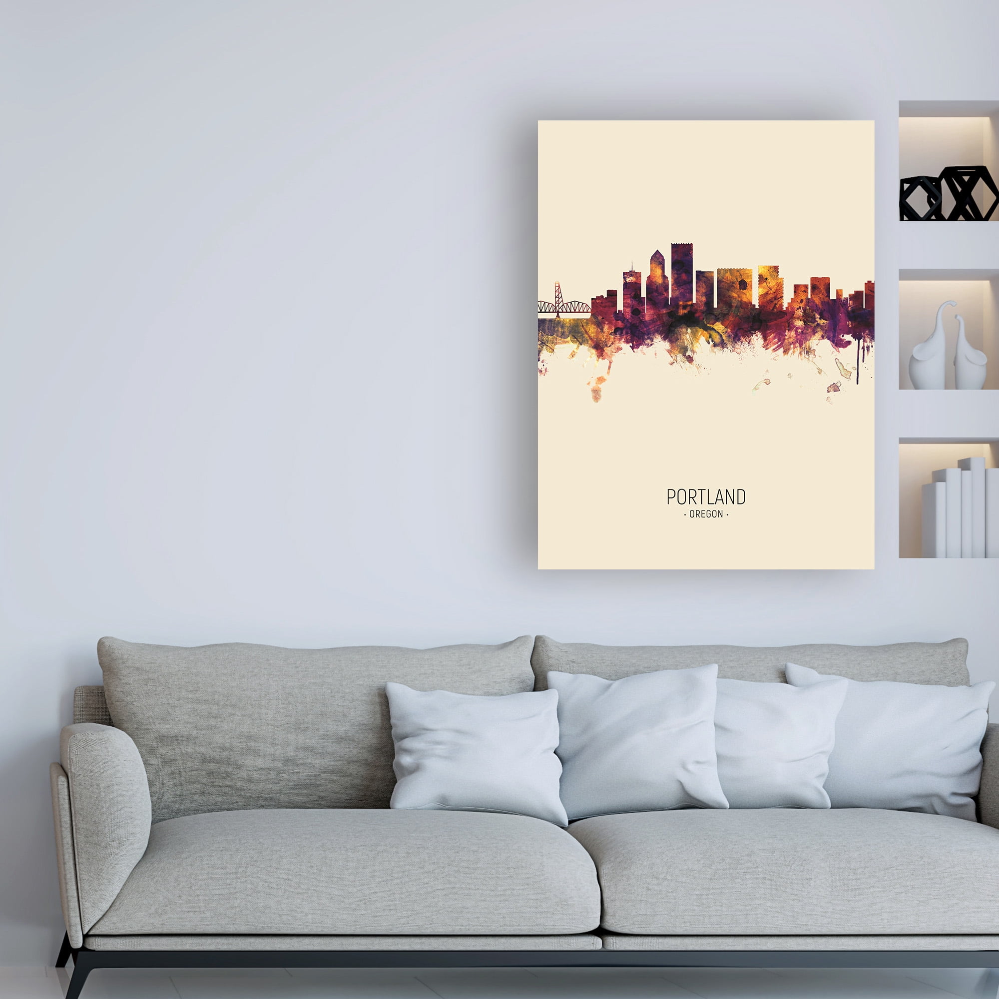 Trademark Fine Art 'Portland Oregon Skyline Portrait III' Canvas Art by Michael Tompsett