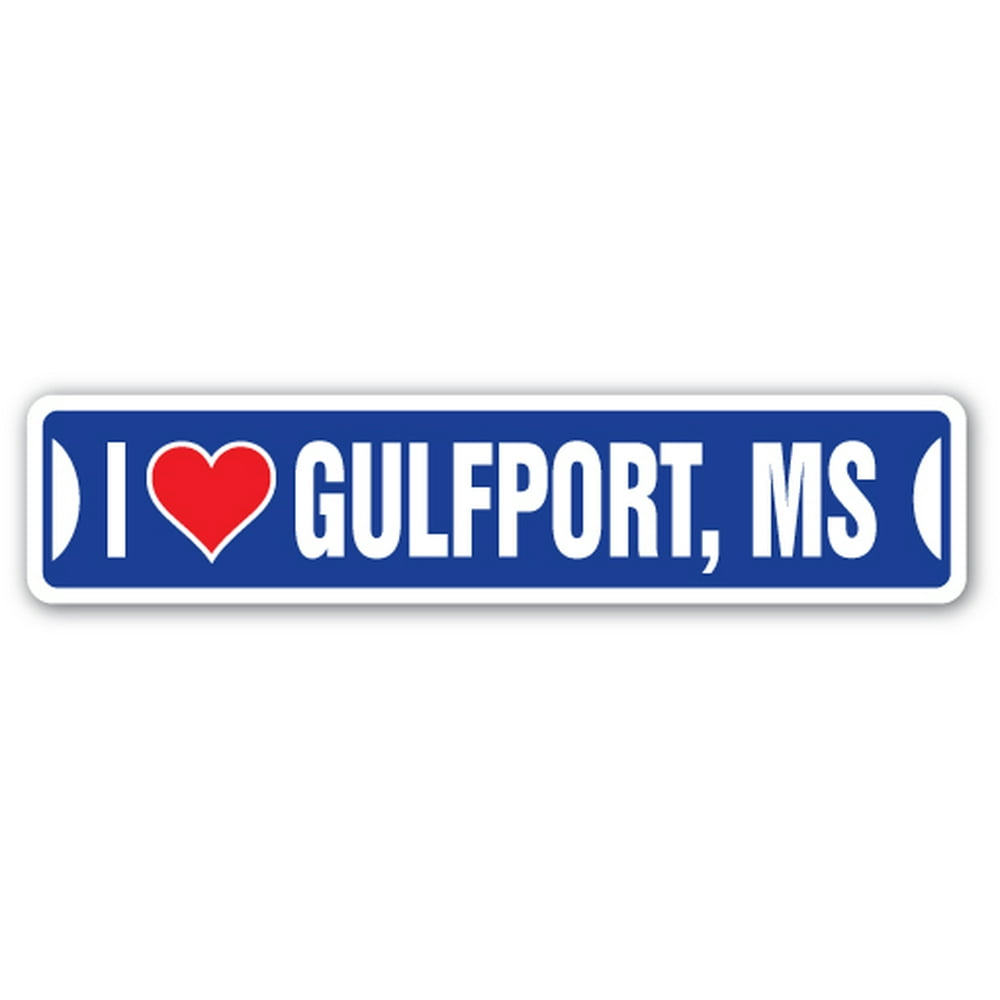 I LOVE GULFPORT, MISSISSIPPI Street Sign ms city state us wall road