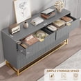 thumbnail image 4 of EastVita 53.5 inch Wide Modern 6 Drawer Dresser Wide Chest with Gold Metal Legs and Handles Wood Storage Organizer for Bedroom Living Room Hallway Grey, 4 of 6