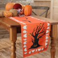 thumbnail image 1 of Halloween Table Runner Linen Bats Table Cover, Pumpkin and Ghost Table Runner for Halloween Table Decorations and Scary Movie Nights, 16 × 74 Inch, 1 of 7