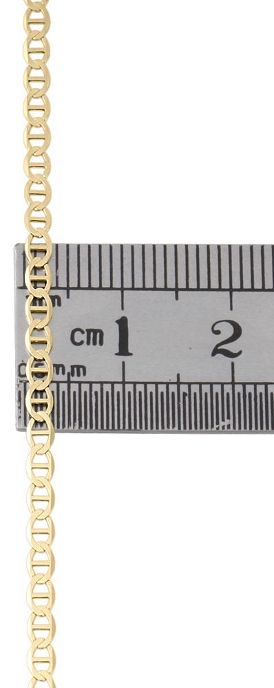 Real 10K Yellow Gold Solid Flat Mariner Chain 2.50mm Necklace Plain 24 Inches