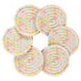 thumbnail image 2 of Haosy Set of 6 Drink Woven Coaster with Holder Heat Resistant Non-Slip Bar Coasters 4 Inches Soft Pastel Rainbow Lemon, 2 of 7