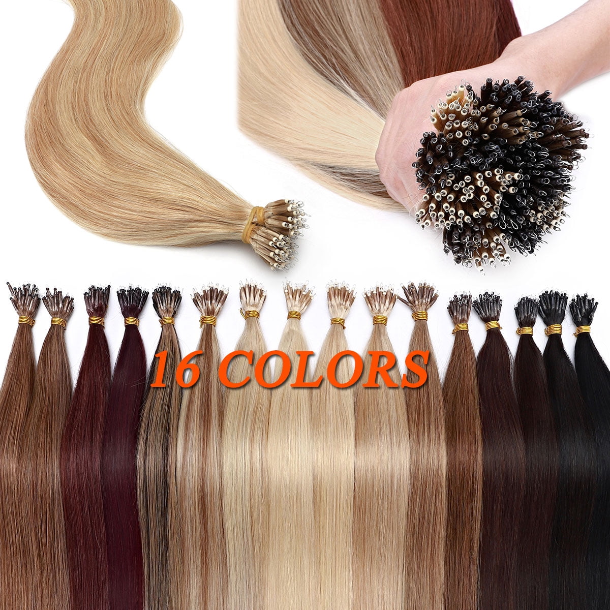 SEGO Nano Micro Bead Ring Human Hair Extension Pre Bonded Nano Tip Remy Hair Extensions Loop Hand Hairpiece