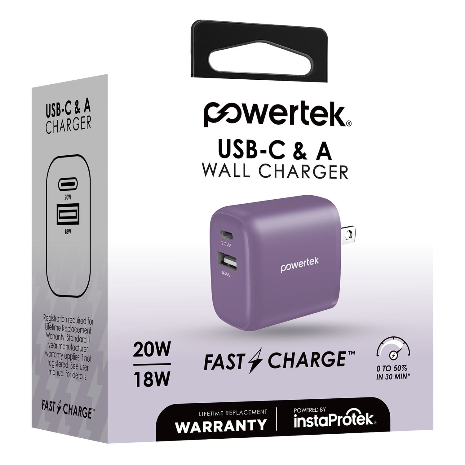 Liquipel Powertek Retro 20W Combo Wall Charger - Purple