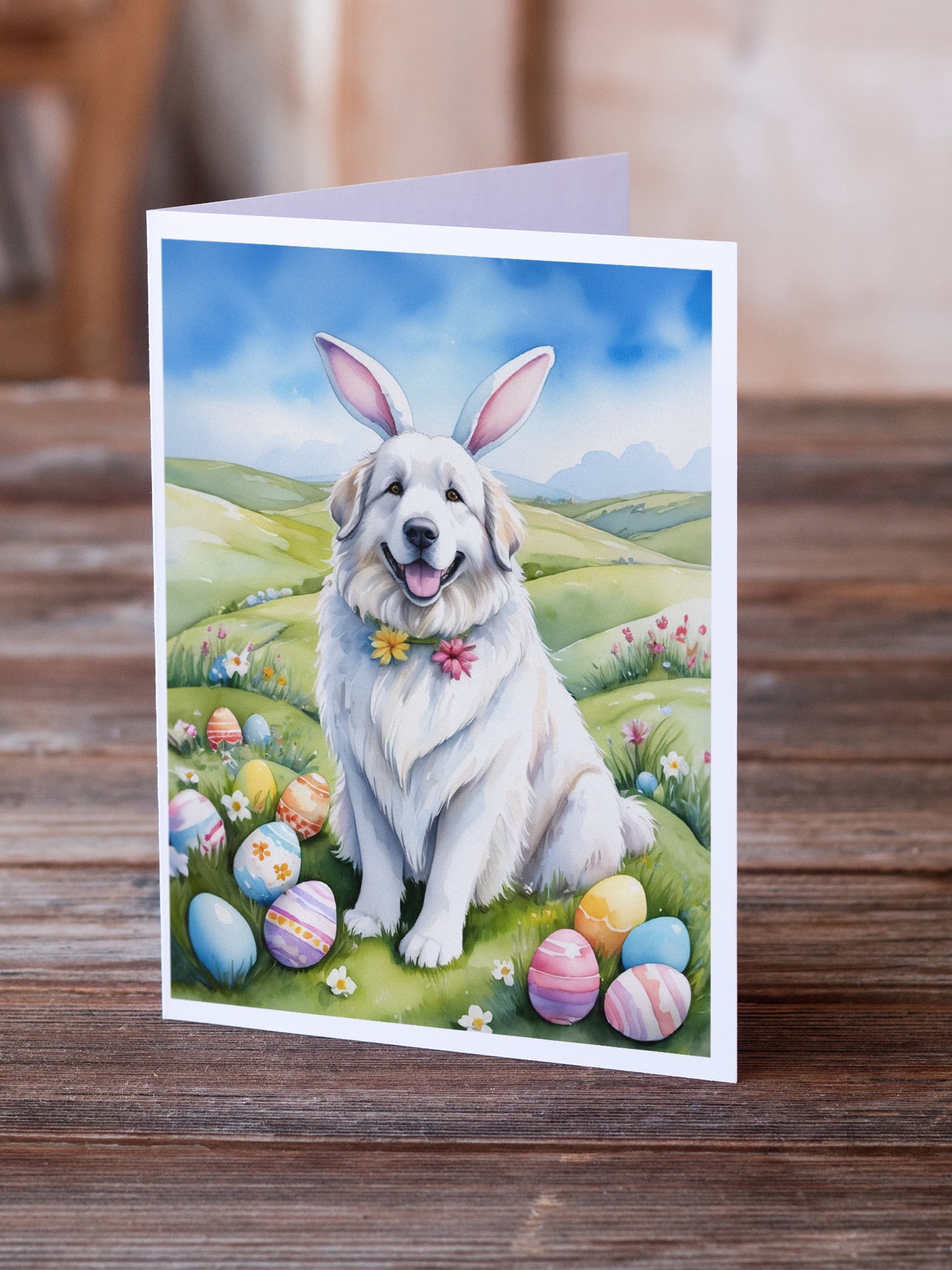 Great Pyrenees Easter Egg Hunt Greeting Cards Pack of 8 7 in x 5 in