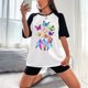 thumbnail image 2 of Gibobby Playera de Verano para Mujer 2024 Spring Butterfly Wind Chimes Raglan Camiseta suelta manga corta con cuello redondo(Negro,G), 2 of 4