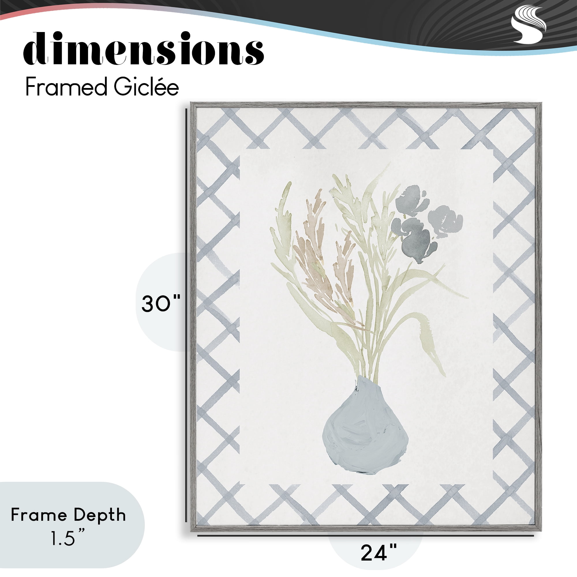 Stupell Industries Soft Blue Anna Bouquet Gray Framed Giclee Art, design by Elizabeth Medley