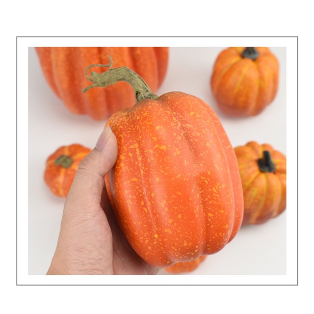 stanreset 8pcs/set Pumpkin For Decoration Realistic VersatilityFor Thanksgiving And Halloween Themes yellow 2Set