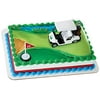DecoSet Heading for the Green Cake Topper, 2-Piece Toppers Set, Birthday Decorations for Golfers with Cart and Flag, White