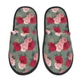 thumbnail image 2 of KLL Rose Flowers Slippers for Women Men House Slip on Indoor Outdoor Bedroom Furry Fleece Lined Ladies Comfy Anti-Skid Rubber Hard Sole-Large, 2 of 8