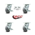 thumbnail image 2 of 5 Inch Thermoplastic Rubber Caster Set with Roller Bearing 4 Brake 2 Swivel Lock, 2 of 2