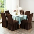 thumbnail image 2 of Subrtex Elegant Ruffle Skirt 4-Piece Polyester Jacquard Dining Chair Slipcovers, Chocolate, 2 of 5