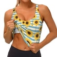 thumbnail image 3 of Fotbe Blue White Striped Sunflower A Sujetador Deportivo Largo sin Aros para Mujer con Almohadillas y Soporte Medio, Transpirable y Absorbente, Camiseta Tipo Chaleco o Tank Top-X-Large, 3 of 8