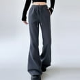 thumbnail image 2 of Inleife Women's Solid Color Pants Loose Straight Leg Wide Leg Casual Sports Pants Long Pants, 2 of 4