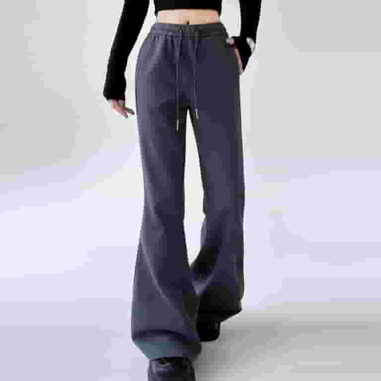 ★andar★ Soft fleece bootcut pants Cotton Bootcut Sweatpants for Women Drawstring Elastic Waist