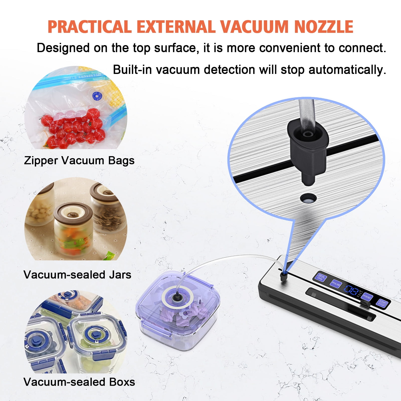Vacuum Sealer Machine | Included 10pcs Bags & 100pcs Disposable TPE Gloves | Build-in Cutter Home Automatic Packing Machine with External Vacuum System | Dry Moist Fresh Modes