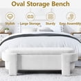 thumbnail image 4 of End of Bed Ottoman Bench, 51.5" Linen Fabric Upholstered Storage Bench with Safety Hinges and Bottom Vent, Flip Top Foot Rest  Entryway Bench for Living Room Bedroom, No Assembly, White, 4 of 8