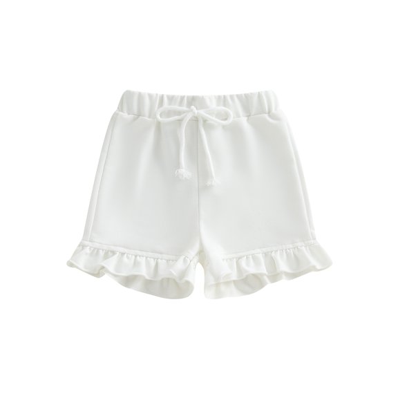 Xsylife Toddler Girls Shorts, Elegant Elastic Waist Frills Solid Bottoms Summer Shorts for Casual Daily
