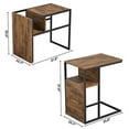 thumbnail image 3 of CubiCubi Sofa Side End Table for Living Room, C Shaped Reversible Table with Wooden Storage Shelf, Nightstand for Bedroom, Deep Brown, 3 of 6