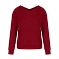 thumbnail image 3 of cfhntfmh Fall Sweaters for Women V Neck Long Sleeve Solid Color Ribbed Pullover Sweaters Casual Loose Comfy Shirts Tunic Tops Womens Clothes, 3 of 5