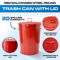 thumbnail image 4 of Plexon 20 Gallon Metal Trash Can with Lid Outdoor Large Garbage Can Decorative Trash Can Heavy Duty Powder Coated Metal Bucket with Lid for Garage Workshop Storage Farmhouse, Red, 4 of 9