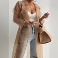 thumbnail image 3 of MORTTIC Women's Lightweight Semi-See Through Long Sleeve Cardigan - Loose Fit Open Front Cover Up with Buttons & Belt Khaki，S, 3 of 4