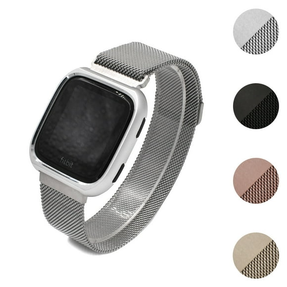 StrapsCo Stainless Steel Milanese Mesh Watch Band Strap with Case Protector for Fitbit Versa - Small/Large