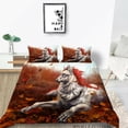 thumbnail image 1 of Ensemble de Housse de Couette Imprimée Loup Blanc Peinture Érables Rouges d'Automne Haute Qualité Linge de Lit Maison, Complet (80"x90 Pouces), 1 of 4