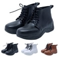 thumbnail image 2 of XIMIN Women's Rain Boots Solid Color Round Toe Heel Platform Ankle Boots Fashion Cross Lace Up Block Thick Heel Booties Casual Comfortable Ladies Outdoor Shoes, 2 of 7