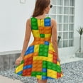 thumbnail image 6 of Building Blocks Construction Brick Dress Fashion Beach Long Dresses Female Party Printed Sundress, 6 of 7