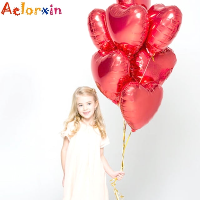 Heart Pattern Aluminum Foil Balloons 18 Inch Child Adult Birthday Wedding Decor Party Supplies Birthday Balloons heqiyong LED
