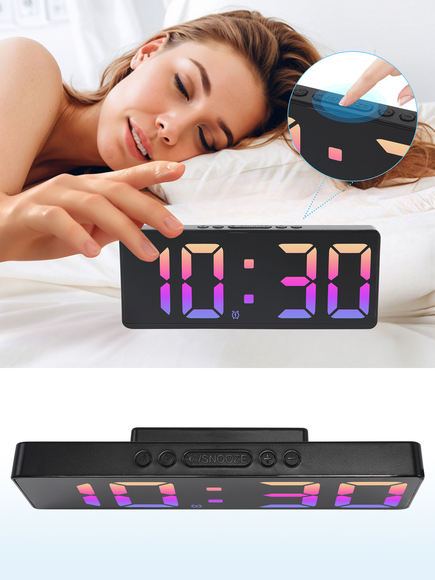 Unique Bargains Alarm Clock White Housing and White Light 6.1"L x 0.9"W x 2.5"H