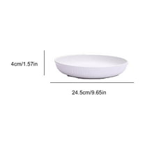 VQPeo Plastic Round Serving Tray – 9.65" Multi-Use Dinner, Snack & Fruit Plate with Grooves(White)