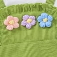 thumbnail image 6 of mgoYE Baby Girl Clothes Baby Girls Summer Outfit Print Ruffle Romper Suspender Pant 3PCS Infant Toddler Summer Clothes(Green,9-12 Months), 6 of 9