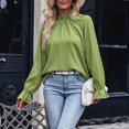 thumbnail image 4 of Top de manga acampanada para mujer Jersey elegante camisas camisa básica de Color sólido para mujer, 4 of 9