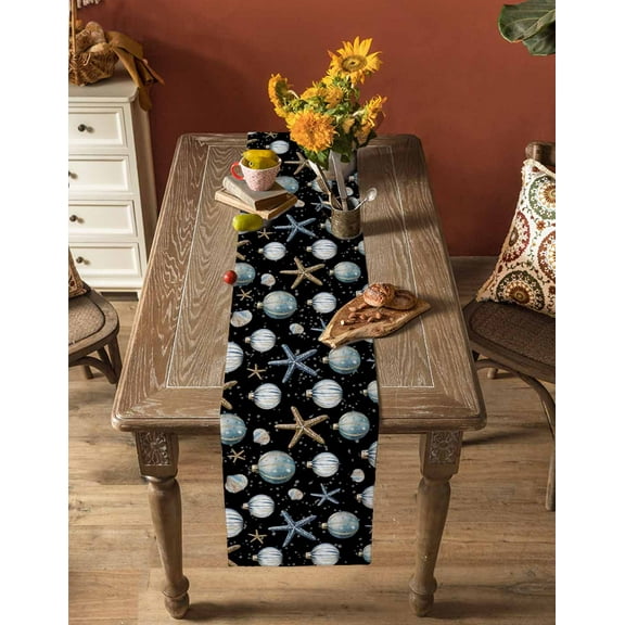 Gold Star Snowflakes Table Runner Cotton Lin Wedding Table r Tablecloth Kitch r Table Runner