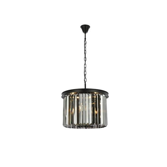 Sydney 6 light Matte Black Pendant Silver Shade (Grey) Royal Cut Crystal